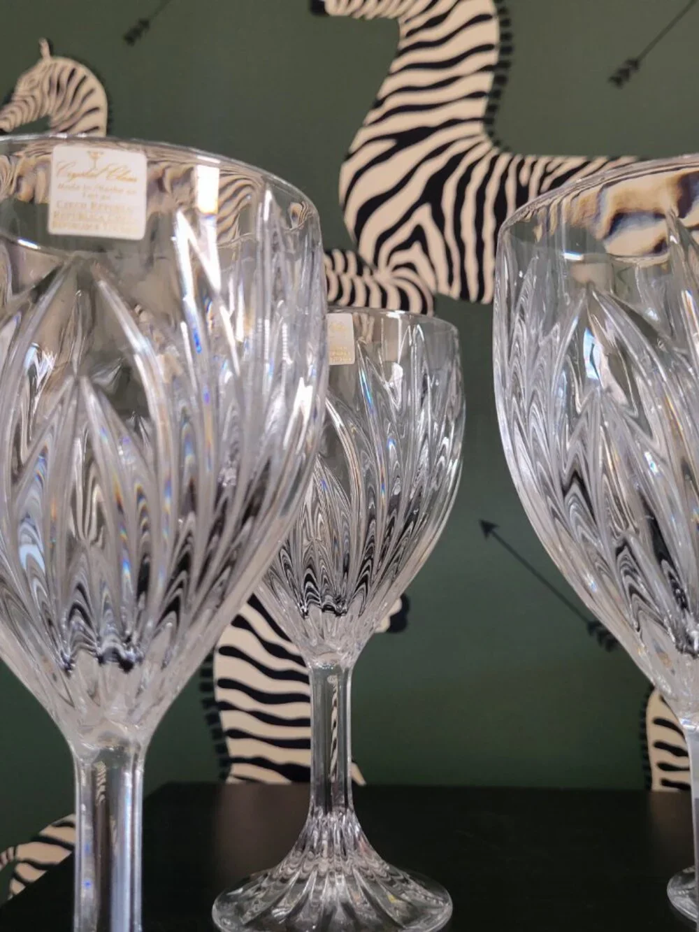 Vintage BOHEMIA Crystal Glasses Goblets 